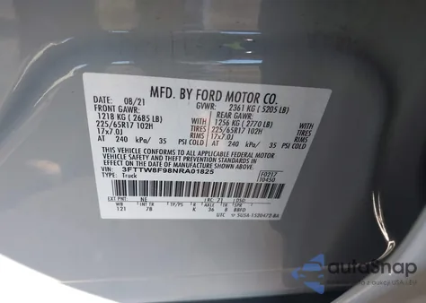 2022 Ford Maverick Xlt z USA, uszkodzony, nr VIN 3FTTW8F98NRA01825